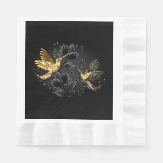 Zwarte en goudvogel servet (Voorkant)