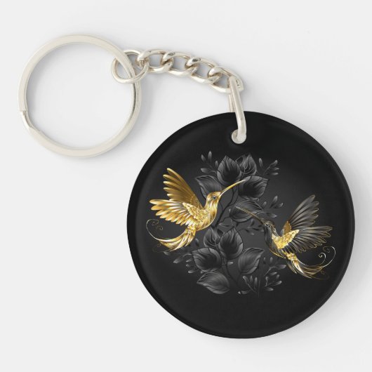 Zwarte en goudvogel sleutelhanger (Voorkant)