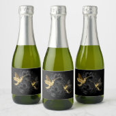 Zwarte en goudvogel sparkling wijnetiket (Flessen)