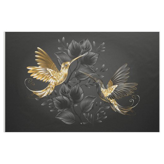 Zwarte en goudvogel stof (Yard (91,4 cm))