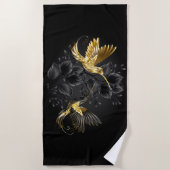 Zwarte en goudvogel strandlaken (Voorkant)