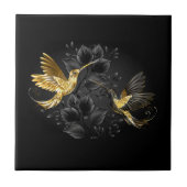 Zwarte en goudvogel tegeltje (Voorkant)