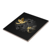 Zwarte en goudvogel tegeltje (Zijkant)