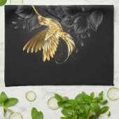 Zwarte en goudvogel theedoek (Gevouwen)