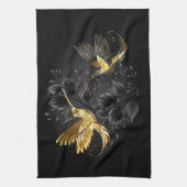 Zwarte en goudvogel theedoek (Verticaal)