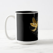 Zwarte en goudvogel tweekleurige koffiemok (Links)