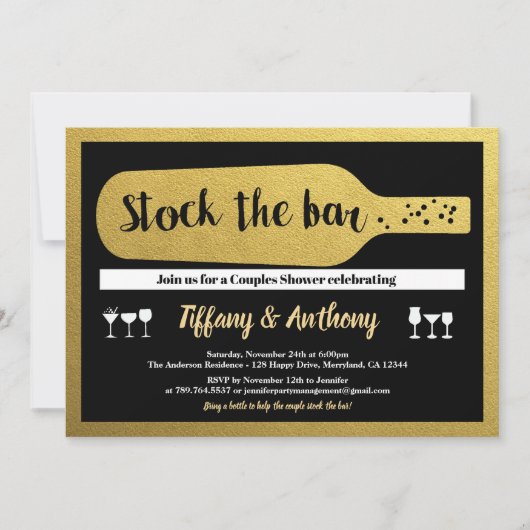 Zwarte en goudvoorraad, referentieglam voor de bar kaart (Voorkant)