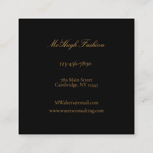 Zwarte en goudvormige olie Moderne minimalistische Vierkante Visitekaartje (Achterkant)