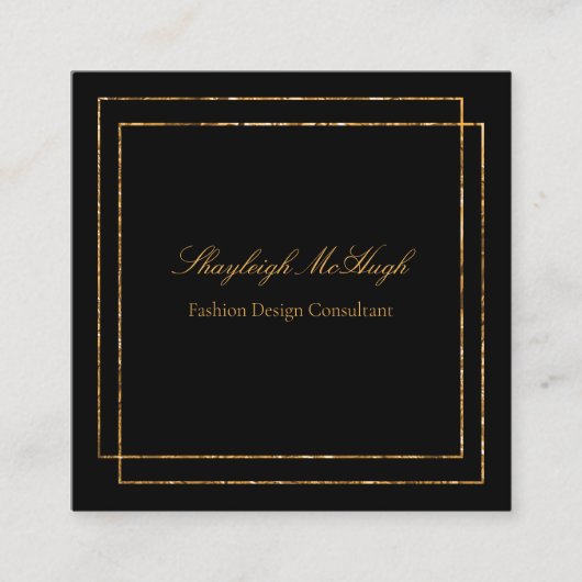 Zwarte en goudvormige olie Moderne minimalistische Vierkante Visitekaartje (Voorkant)