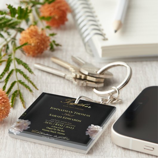 Zwarte en goudvormige sleutelhanger (Voorkant Rechts)