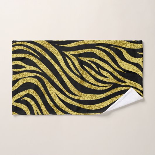 Zwarte en goudzebrastripes bad handdoek (Handdoek)