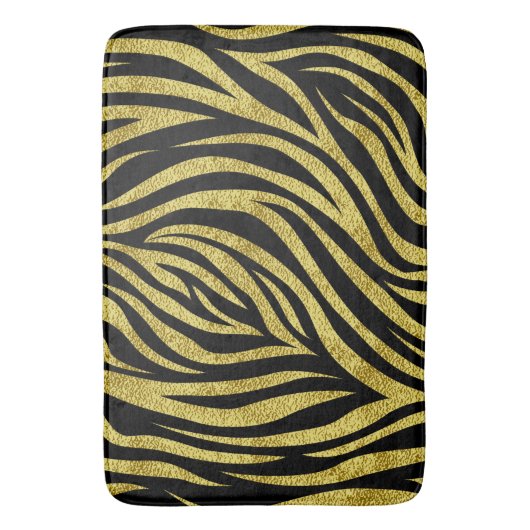 Zwarte en goudzebrastripes badmat (Voorkant Verticaal)