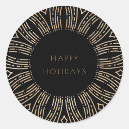 Zwarte en goudzonnige lijst Feestdagen Ronde Sticker