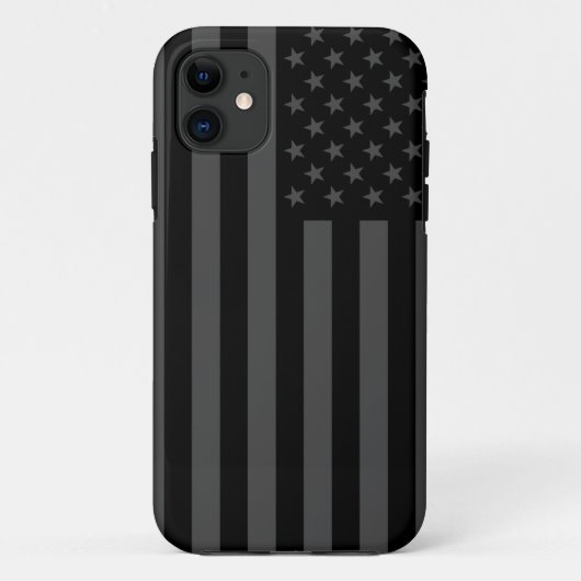 Zwarte en grijze Amerikaanse vlag Case-Mate iPhone Case (Achterkant)