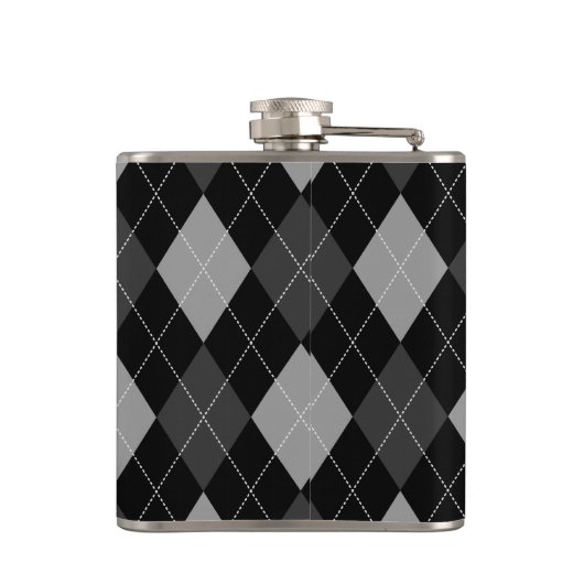 Zwarte en grijze Argyle Heupfles (Achterkant)