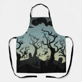 Zwarte en grijze begraafplaats Halloween Schort (Voorkant)