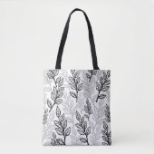 Zwarte en grijze bladeren tote bag (Voorkant)