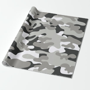 Zwarte en grijze Camo Cadeaupapier