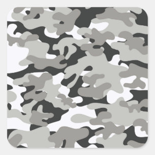 Zwarte en grijze Camo Vierkante Sticker
