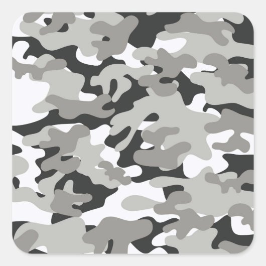 Zwarte en grijze Camo Vierkante Sticker (Voorkant)