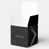 Zwarte en grijze Chevron Cube Bedankdoosjes (Geopend)