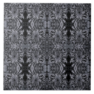 Zwarte en grijze Dahlia bloem Tegeltje