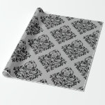 Zwarte en grijze  Damask Cadeaupapier<br><div class="desc">Grijze en zwarte parijs  vochtig verpakkingspapier.</div>