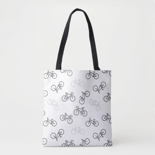 Zwarte en grijze fietsen tote bag (Voorkant)