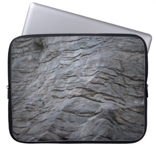 Zwarte en grijze gestreepte textiel laptop sleeve