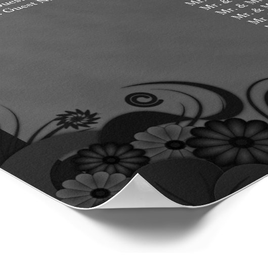 Zwarte en grijze Gothic 14 Wedding Table Seating C Poster (Hoek)