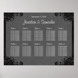 Zwarte en grijze Gothic Wedding 10 Tafelzitje Poster