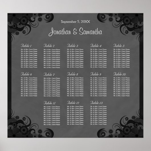 Zwarte en grijze Gothic Wedding 13 Tafelzitje Poster (Voorkant)