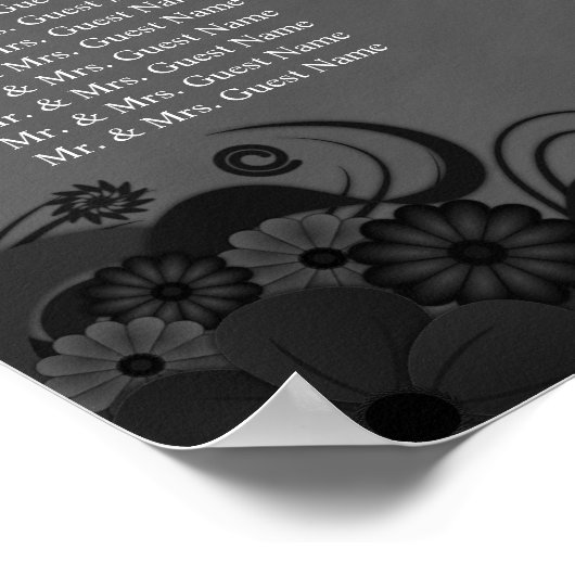 Zwarte en grijze Gothic Wedding 9 Tables Zitkaart Poster (Hoek)