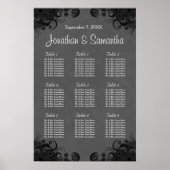 Zwarte en grijze Gothic Wedding 9 Tables Zitkaart Poster (Voorkant)