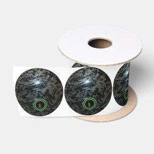 Zwarte en grijze groene Bowl, satijnlint Satijnen Lint