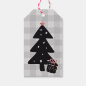 Zwarte en grijze kerstboom - Label met cadeautjes Cadeaulabel (Voorkant)