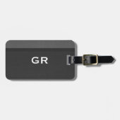 Zwarte en grijze ledertextuur bagagelabel (Voorkant horizontaal)