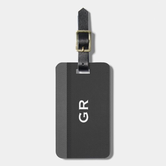 Zwarte en grijze ledertextuur bagagelabel (Voorkant verticaal)