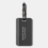 Zwarte en grijze ledertextuur bagagelabel (Achterkant verticaal)