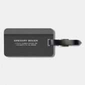 Zwarte en grijze ledertextuur bagagelabel (Achterkant horizontaal)