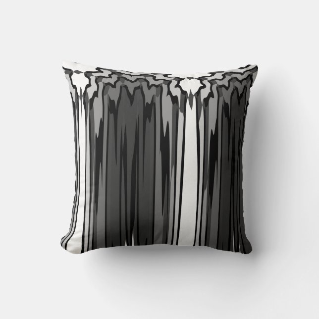 Zwarte en grijze lijnen abstract werpen kussen (Voorkant)