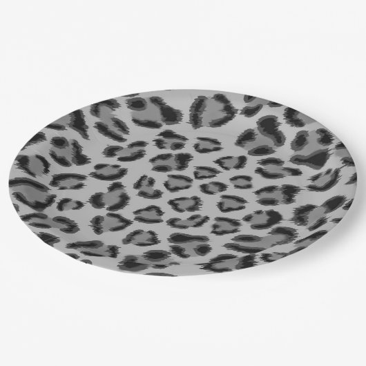 Zwarte en grijze luipaard, cheetah-patroon papieren bordje (Gekanteld)