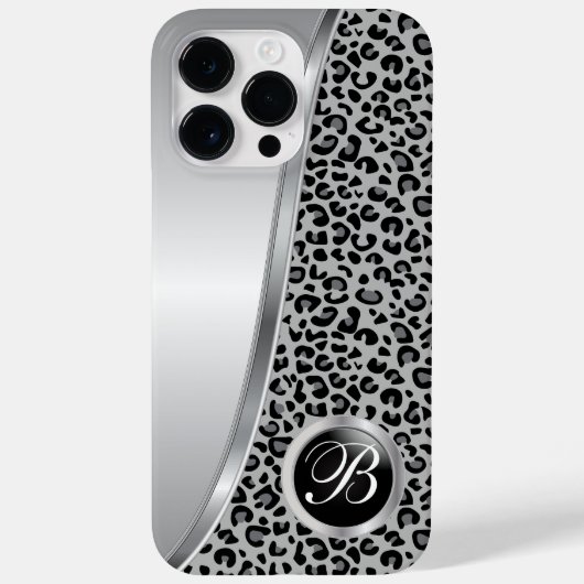 Zwarte en grijze luipaardprint | Monogram Case-Mate iPhone Case (Achterkant)