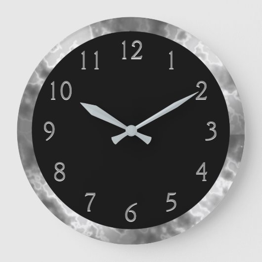 Zwarte en grijze marmer grote klok (Voorkant)