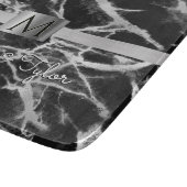 Zwarte en grijze marmer, zilverband, naam en monog snijplank (Hoek)