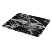 Zwarte en grijze marmer, zilverband, naam en monog snijplank (Hoek)