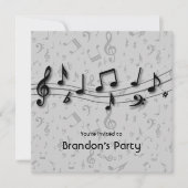 Zwarte en grijze Muzieknoten Kaart (Voorkant)