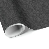 Zwarte en grijze  Paisley Lace Damaskers Cadeaupapier (Rol Hoek)