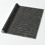 Zwarte en grijze  Parisiaanse kalligrafie Cadeaupapier<br><div class="desc">Grijs en zwart parijs  papier voor de verpakking van typografie.</div>
