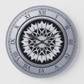 zwarte en grijze ronde grote klok (Voorkant)